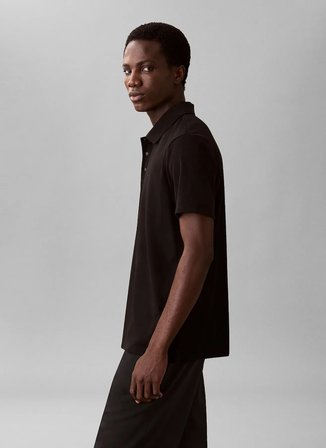 Calvin Klein Siyah Erkek Logo Baskılı Polo T-Shirt LV04LF208GUB1_SS TECH BIRDSEYE INTE
