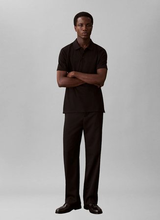 Calvin Klein Siyah Erkek Logo Baskılı Polo T-Shirt LV04LF208GUB1_SS TECH BIRDSEYE INTE