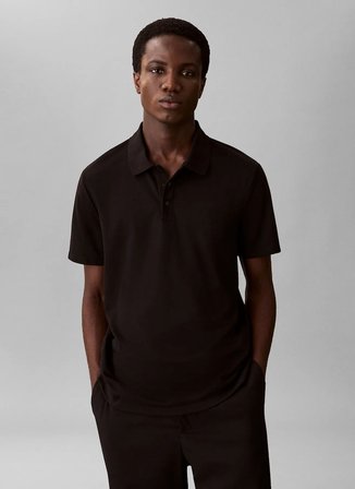 Calvin Klein Siyah Erkek Logo Baskılı Polo T-Shirt LV04LF208GUB1_SS TECH BIRDSEYE INTE