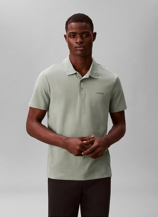Calvin Klein Açık Yeşil Erkek Logo Baskılı Polo T-Shirt LV04LF208GPEZ_SS TECH BIRDSEYE INTE