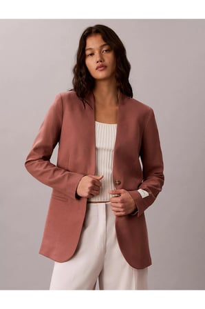 LINEN BLAZER, 41J, 4 Kadın Kiremit Blazer