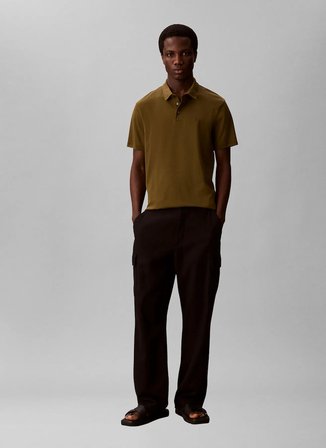 Calvin Klein Haki Erkek Polo T-Shirt LV04LB276G4S4_SS SUPIMA CHEST EMB P