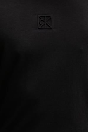 Calvin Klein Logolu % 100 Pamuk Regular Fit T Shirt LV04LF243GUB1 Erkek T SHİRT LV04LF243G UB1 SİYAH