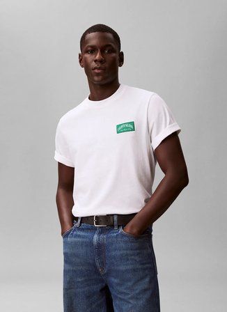 Calvin Klein Jeans Beyaz Erkek T-Shirt LV04RF294GYAF Beyaz T-Shirt