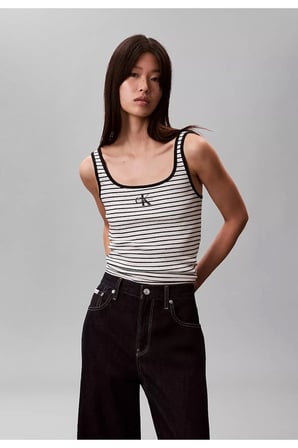 Kadın Slim Fit CK Logo İşlemeli Siyah T-Shirt