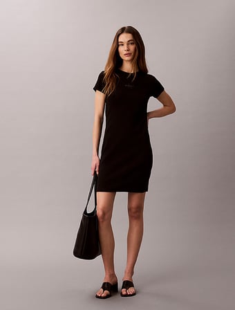 CALVIN KLEIN Kadın Marka Logolu Günlük Kullanıma Uygun SİYAH Elbise LV047F241G UB1