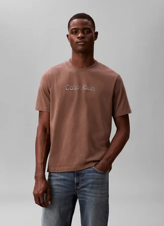 Calvin Klein Kahve Erkek Logo Baskılı T-Shirt LV04LF813G9O9_20S EU WHOLESALE SPOR