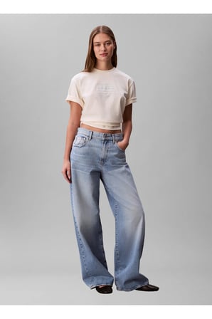 Jeans Krem Kadın Baskılı T-Shirt SS SEASONAL GRAPHIC BOXY TEE