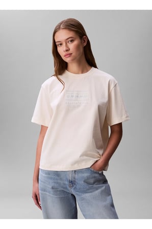 Jeans Krem Kadın Baskılı T-Shirt SS SEASONAL GRAPHIC BOXY TEE