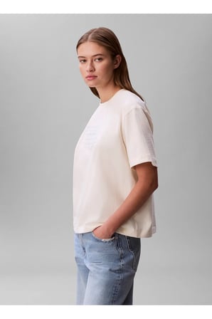 Jeans Krem Kadın Baskılı T-Shirt SS SEASONAL GRAPHIC BOXY TEE