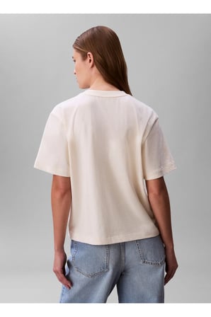 Jeans Krem Kadın Baskılı T-Shirt SS SEASONAL GRAPHIC BOXY TEE