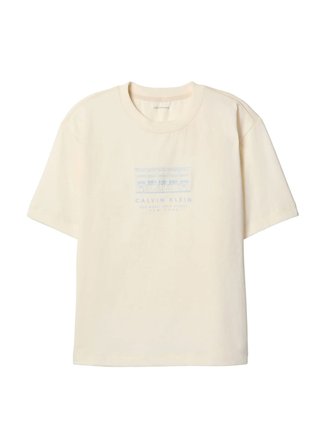 Calvin Klein Jeans Krem Kadın Baskılı T-Shirt SS SEASONAL GRAPHIC BOXY TEE