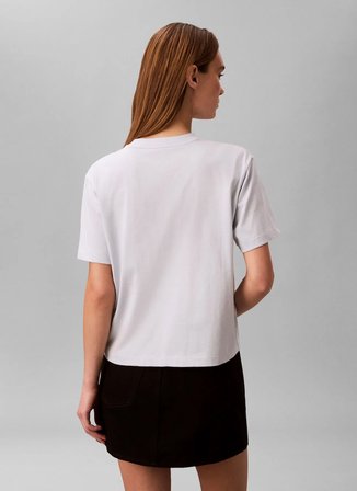 Calvin Klein Jeans Beyaz Kadın Baskılı T-Shirt SS SEASONAL GRAPHIC BOXY TEE