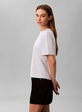 Calvin Klein Jeans Beyaz Kadın Baskılı T-Shirt SS SEASONAL GRAPHIC BOXY TEE
