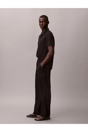 Erkek Relaxed Fit Düz Çizgili Kargo Pantolon