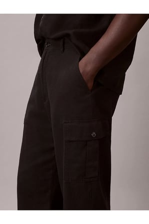 Erkek Relaxed Fit Düz Çizgili Kargo Pantolon