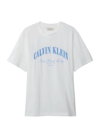 Calvin Klein Jeans Beyaz Erkek Standart Fit Baskılı T-Shirt LV04RF820GYAF Beyaz T-Shirt