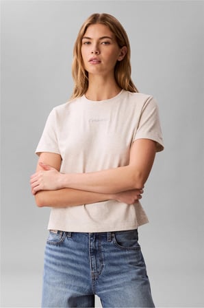 A - Ss Classic 20S Jsy Logo Grap Kadın Bisiklet Yaka T-Shirt Gri