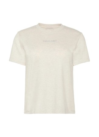 Calvin Klein Bej Kadın Standart Desenli T-Shirt A - SS CLASSIC 20S JSY LOGO GRAP
