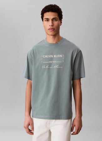 Calvin Klein Jeans Gri Erkek Standart Baskılı T-Shirt LV04RE827G5K3 Gri T-Shirt