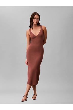 COMPACT VISCOSE RIB, 41J, XXS Kahverengi Kadın Elbise
