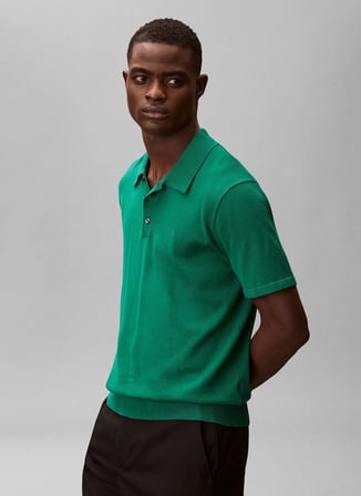 Calvin Klein Yeşil Erkek Logo Baskılı Kazak LV04LC326GL4G_SS SUPIMA COTTON POLO