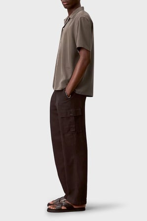 Calvin Klein Modal Karışımlı Relaxed Fit Kısa Kollu Gömlek LV04LF114G9O9 Erkek GÖMLEK LV04LF114G 9O9 KAHVE