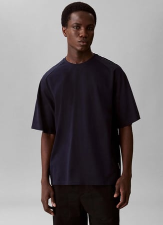 Calvin Klein Lacivert Erkek T-Shirt LV04LF211GCEEF_SS EASY BAR JACQUARDF_SS EASY BAR JACQUARD