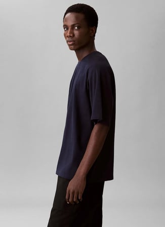 Calvin Klein Lacivert Erkek T-Shirt LV04LF211GCEEF_SS EASY BAR JACQUARDF_SS EASY BAR JACQUARD