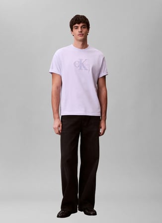 Calvin Klein Jeans Lila Erkek Standart Baskılı T-Shirt LV04RF819G3OQ Lila T-Shirt