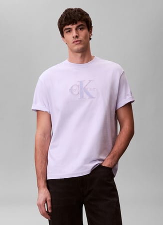 Calvin Klein Jeans Lila Erkek Standart Baskılı T-Shirt LV04RF819G3OQ Lila T-Shirt