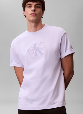 Calvin Klein Jeans Lila Erkek Standart Baskılı T-Shirt LV04RF819G3OQ Lila T-Shirt