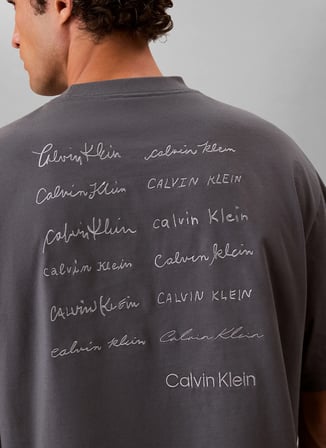 Calvin Klein Jeans Gri Erkek Standart Fit Baskılı T-Shirt LV04RE828GCKP Gri T-Shirt