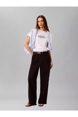 Kadın Casual Ewaist Pamuklu Kargo Pantolon