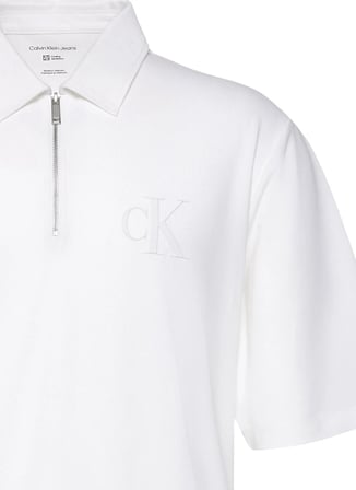 Calvin Klein Jeans Beyaz Erkek Standart Baskılı Polo T-Shirt LV04RF202GYAF Beyaz Polo T-Shirt