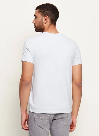 Calvin Klein Mavi Erkek Logo Baskılı T-Shirt LV04LC240GCIQ_SS SLIM STRETCH COTTO
