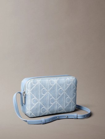 Calvin Klein Amblemli Tamamı Baskılı Denim Kamera Kadın Mavi Çapraz Çanta LV04F3430G-YBZ