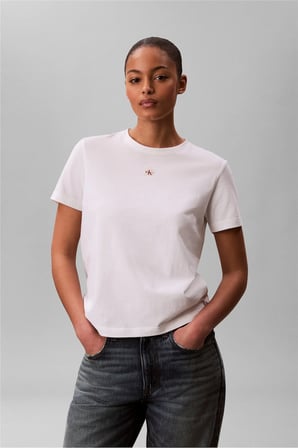 Ss Woven Label Class Kadın Bisiklet Yaka T-Shirt Beyaz