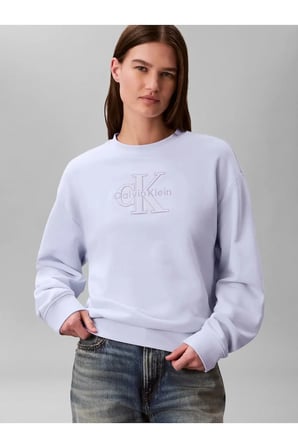 LS EMBOSSED MONOLOGO, 3OQ, S Lila Kadın Sweatshirt