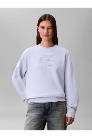 LS EMBOSSED MONOLOGO, 3OQ, S Lila Kadın Sweatshirt