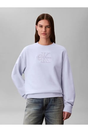 LS EMBOSSED MONOLOGO, 3OQ, S Lila Kadın Sweatshirt