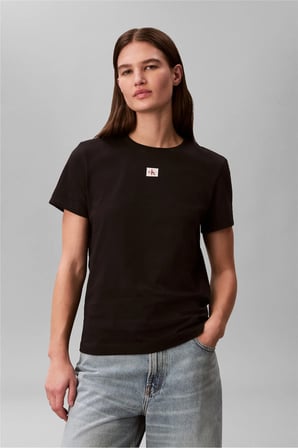 Ss Woven Label Class Kadın Bisiklet Yaka T-Shirt Siyah