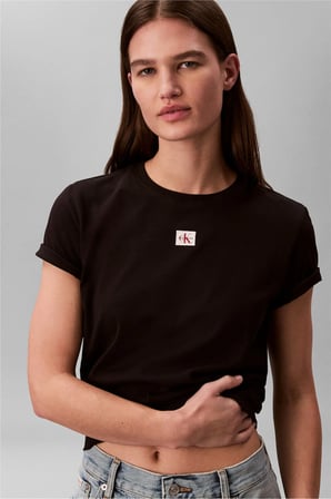 Ss Woven Label Class Kadın Bisiklet Yaka T-Shirt Siyah