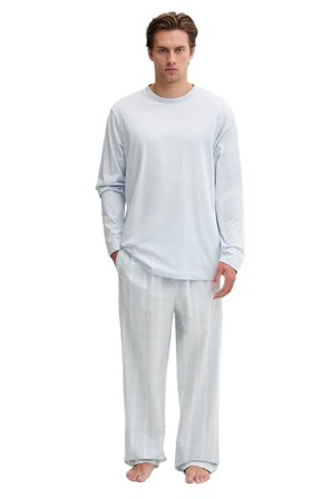 Calvin Klein Erkek Mavi Uzun Kollu Tişört Pantolon Pijama Takımı LV00NM2953 
