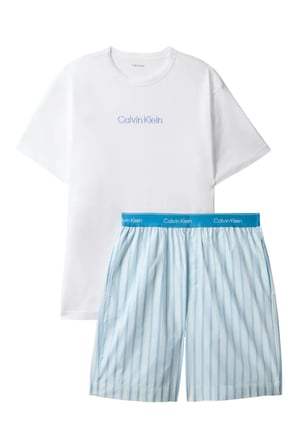 SS POPLIN SHORT SET Mavi Erkek Pijama Takımı
