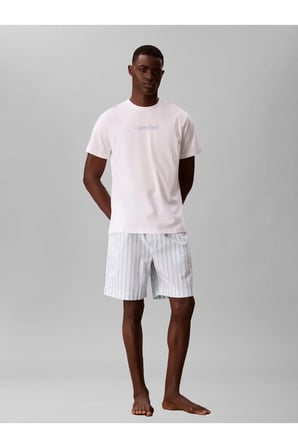 SS POPLIN SHORT SET Mavi Erkek Pijama Takımı