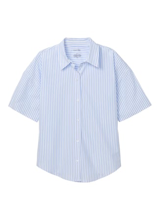 Calvin Klein Mavi Kadın Standart Fit Çizgili Pijama Üst RELAXED POPLIN SS SHIRT