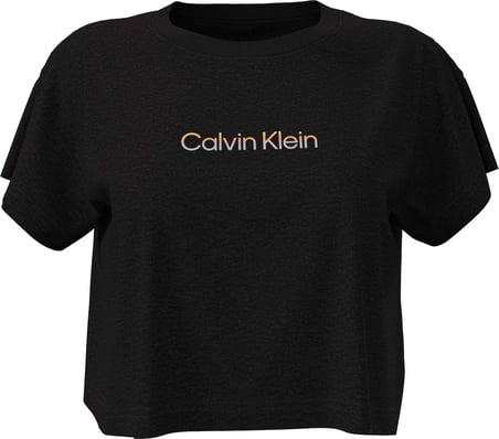 CALVIN KLEIN Kadın Marka Logolu Pamuklu Bisiklet Yakalı Nem Emici Kumaşlı Şık Görünümlü Günlük Kullanıma Uygun Siyah T-Shirt LV00QS7656 UB1