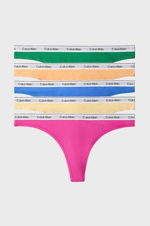 Calvin Klein Pamuklu Logolu 5 Pack Külot LV00QD52214WI Bayan KÜLOT LV00QD5221 4WI Yeşil-Turuncu-Mavi-Sarı-Pembe