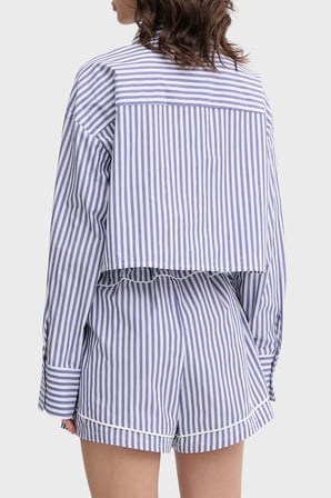 Calvin Klein Çizgili Cropped Fit Pamuklu Poplin Gömlek LV00QS7605519 Bayan GÖMLEK LV00QS7605 519 MOR